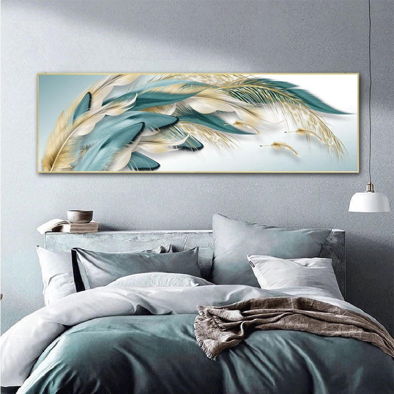 Modern Luxury Golden Feathers Poster Abstract Painting on Canvas Prints Nordic Posters Wall Art for Living Room Home Decoration