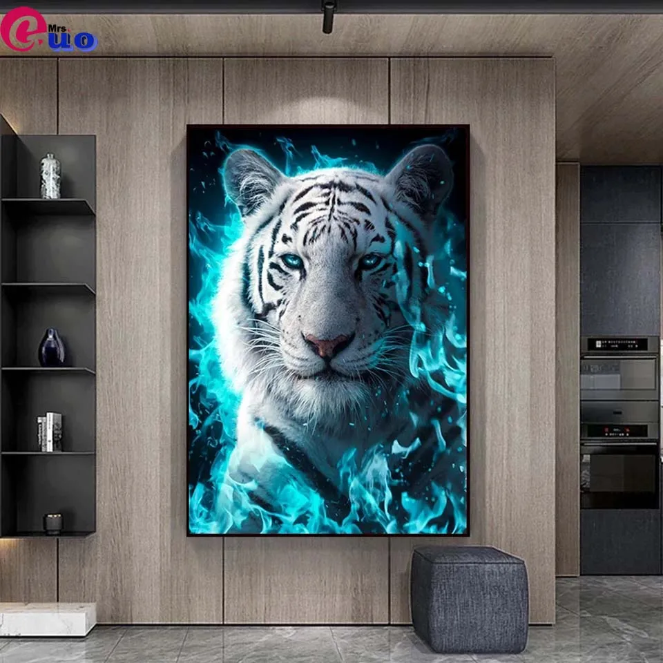 

Full circle square rhinestone 5D diamond painting animal pattern mosaic big cat tiger diamond embroidery home decoration gift