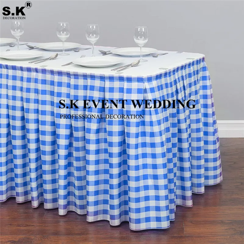 3M Long Plaid Table Skirt Linen Tablecloth Skirting For Banquet Wedding Decoration Christmas