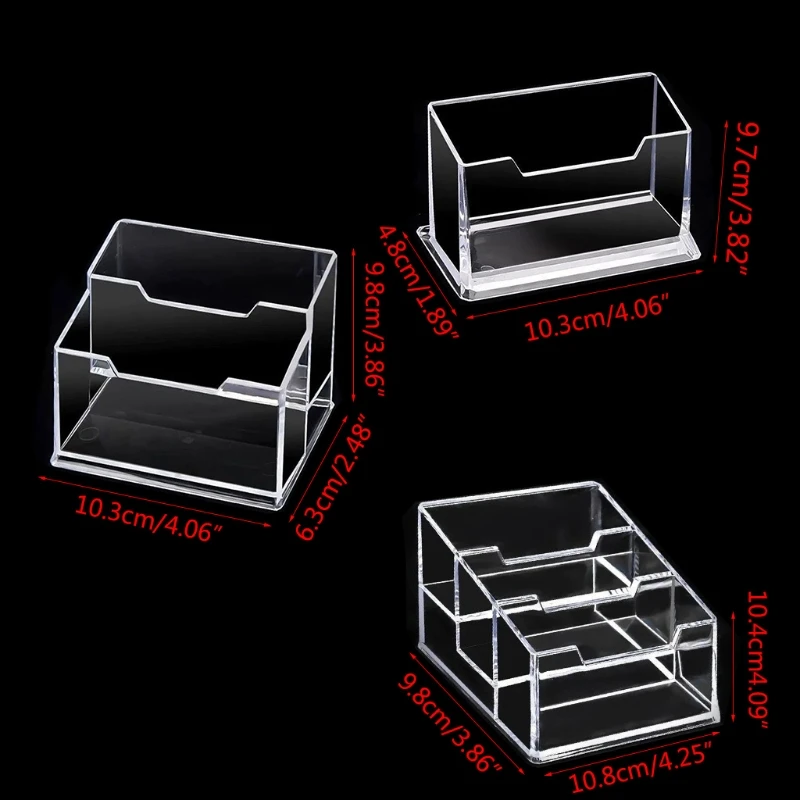 Business Card Holder Clear Acrylic Card Display Stand Transparent Business Card Holders 3 Inclined Compartments