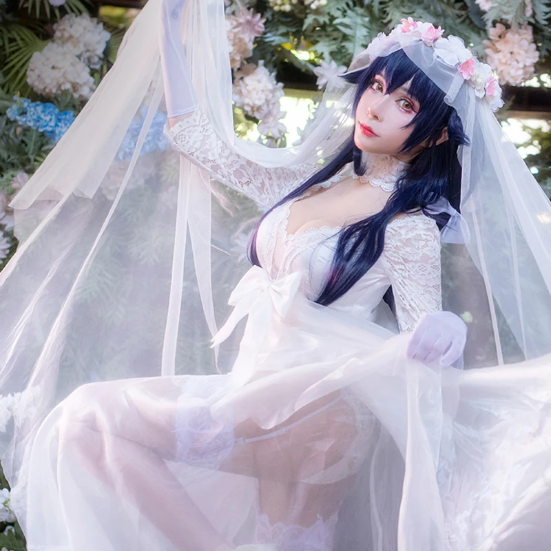 Azur lane cos azul cosplay vestido de casamento branco sexy baixo corte lolita nupcial fio branco traje roupa