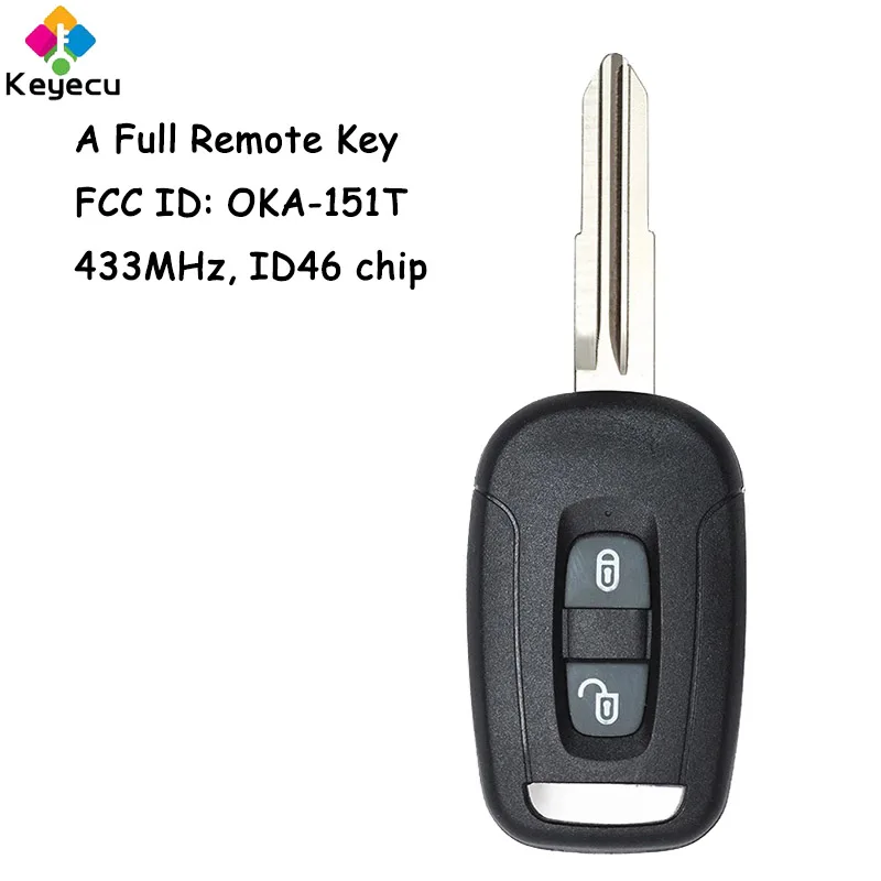 

KEYECU Remote Control Car Key With 2 Buttons 433MHz ID46 Chip for Chevrolet Captiva 2008 2009 2010 2011 2012 2013 Fob OKA-151T