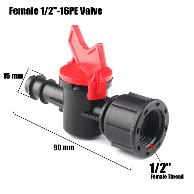 

20 шт. 1/2 дюйма-16 мм, PE, труба, клапан, прочные садовые водяные разъемы, садовая микро-капельная система орошения, фитинги для воды