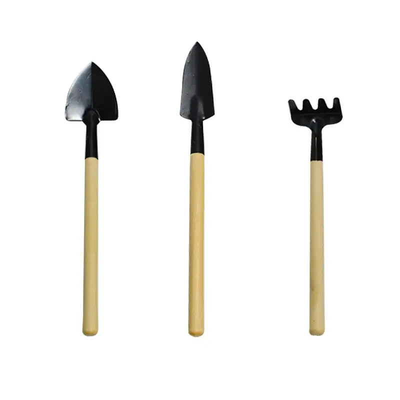 Mini Garden Tools Kit Small Shovel Rake Spade Wood Handle Metal Head Kids Gardener Gardening Plant Tool LX9126