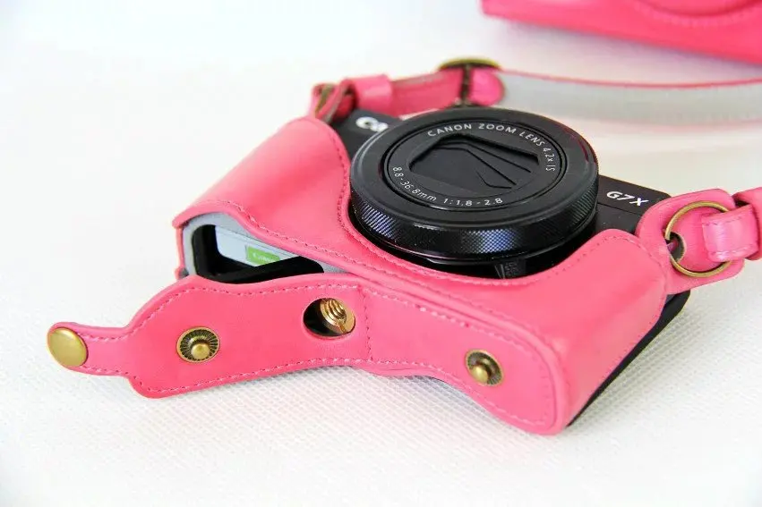 New Luxury PU Leather Camera Case Bag For Canon Powershot G7X-2 G7X II  G7X III G7X Mark 3 Cover With Strap Open Battery Design