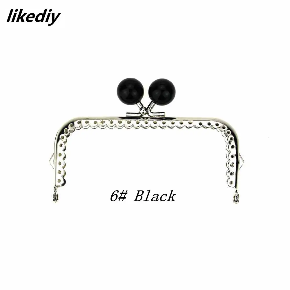 1 Piece 10.5 CM Candy Pearl Head Square Silver Metal Purse Frame Kiss Clasp Lace DIY Bag Accessories