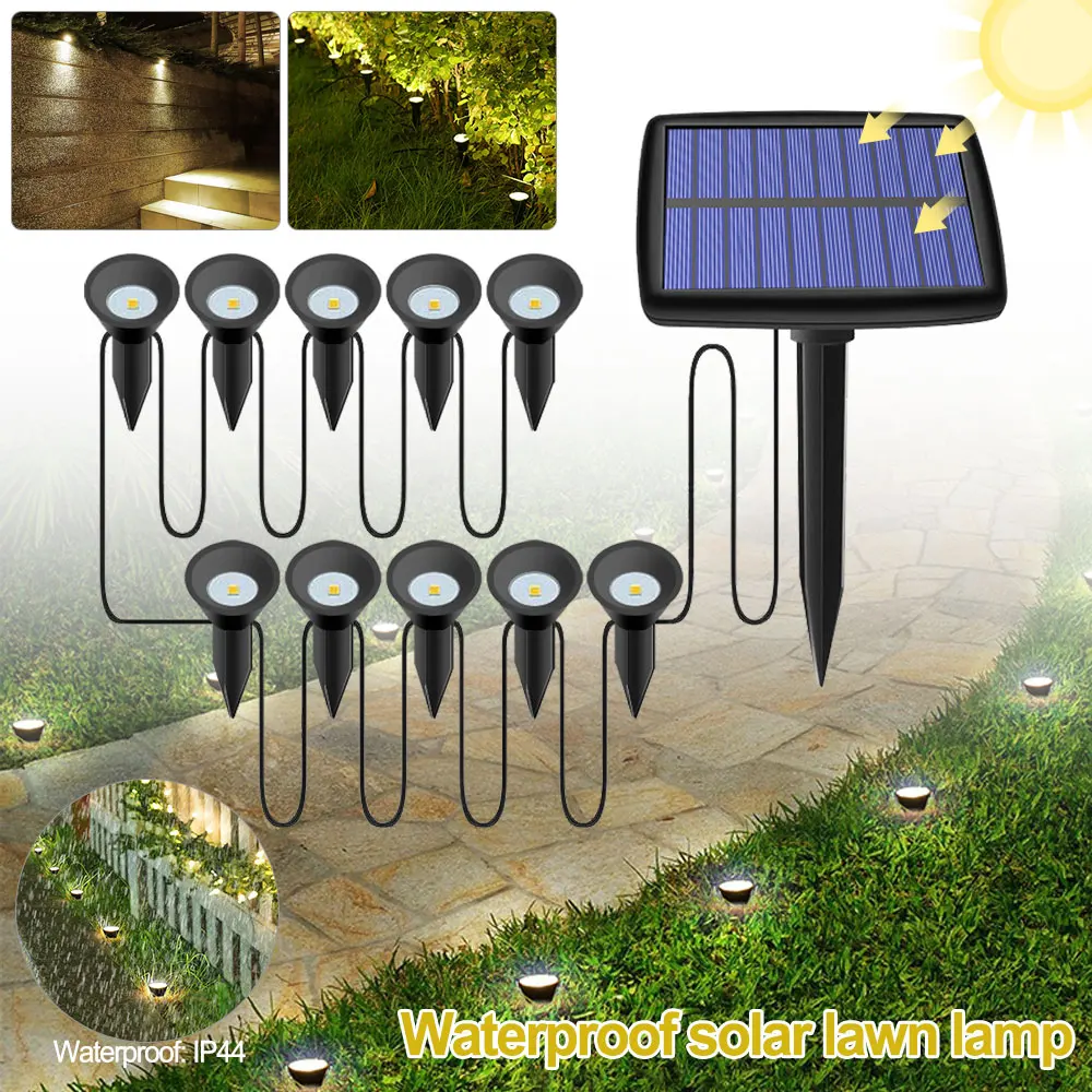 

10pcs LED Lamps 2835 Solar Powered Lawn Landscaping Lights Outdoor Waterproof Garden Yard Ground Plug-in Light