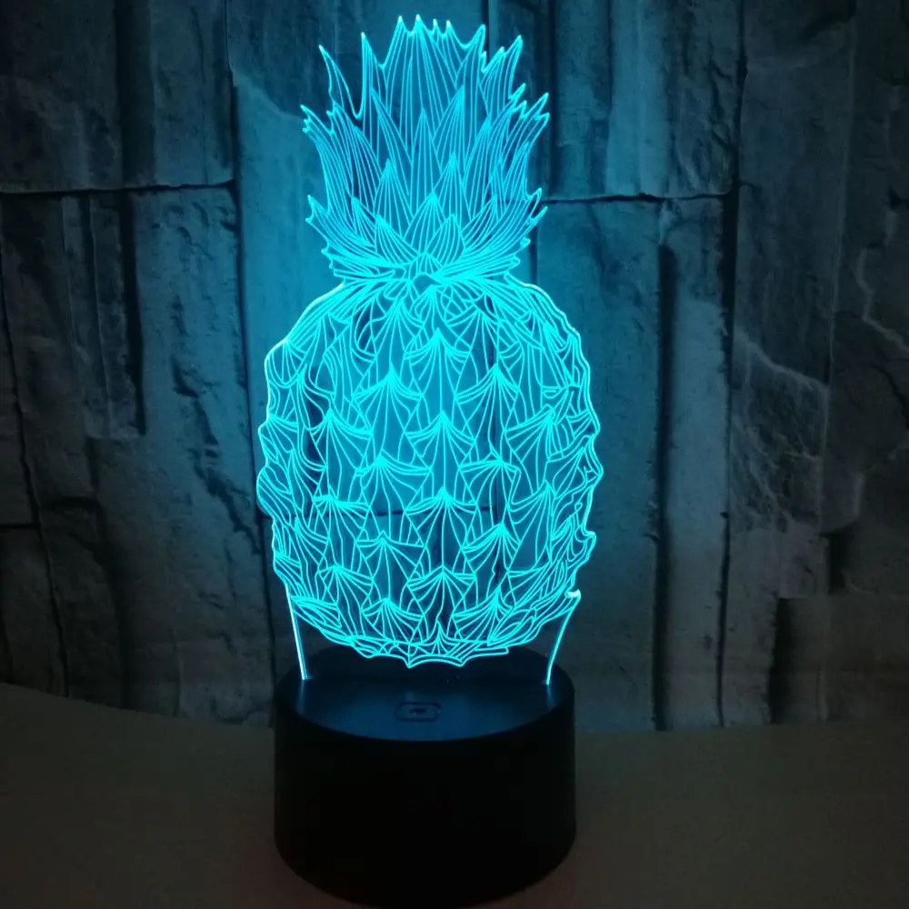 

Светодиодный ночник с 3D ананасом, яркая Настольная лампа с иллюзией, Детский Светильник для сна, украшение для дома, для детей лампы "с днем рождения"