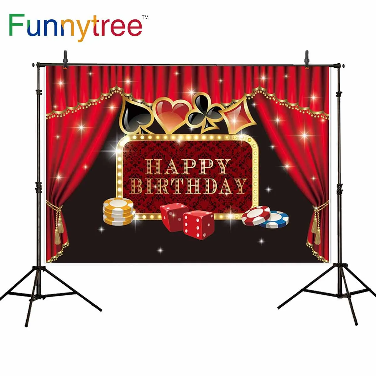 Funnytree photo background photozone backdrop Casino Party Poker Birthday Party curtain photography studio photophone