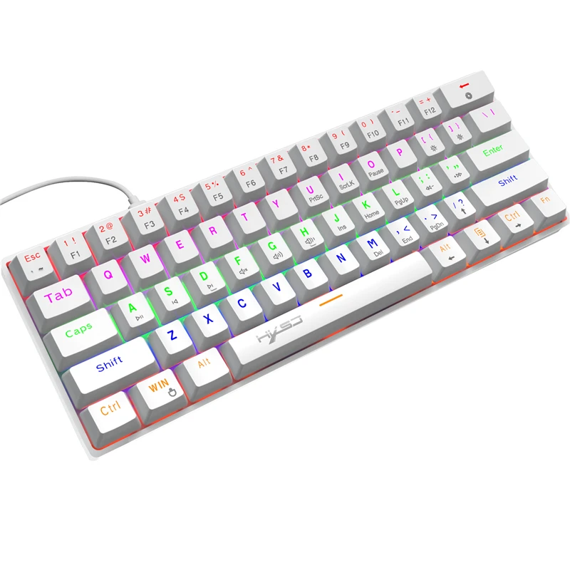 White Black USB Wired Compact Mechanical Gaming Keyboard Gamer 61 Keys 60% RGB Office keyboards Blue Switch Portable