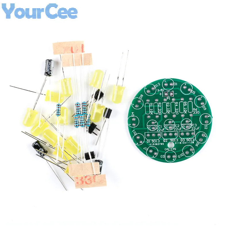 LED Water Light LED Round Water Light Production Kit for Skill Training Soldering Practice Parts Diy Electronic Kit Set