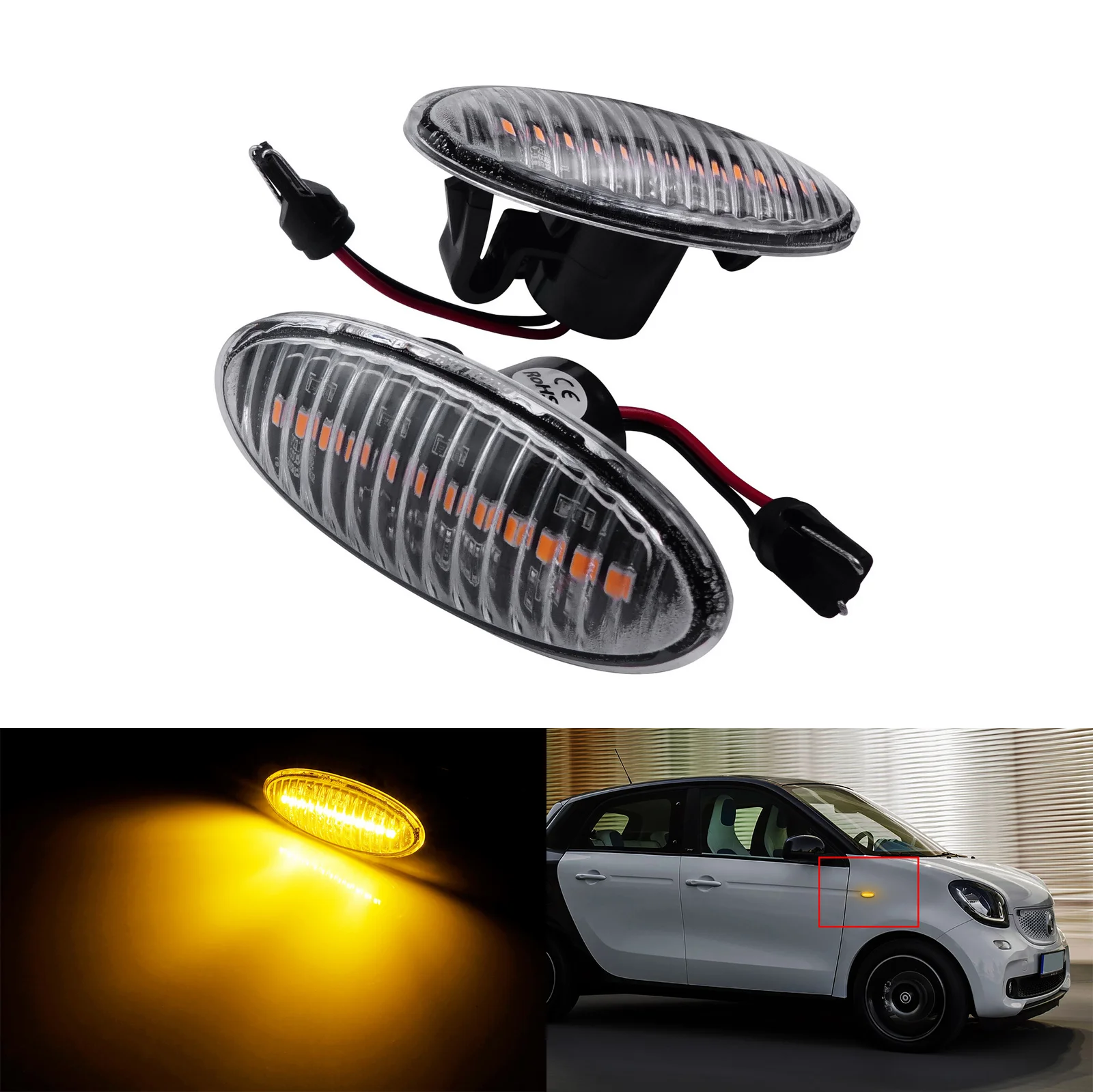 2x Clear Lens LED Side Repeater Light Amber For Nissan Qashqai Micra Cube NP300