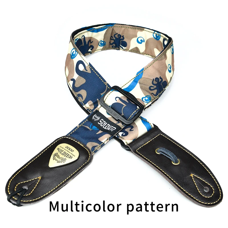 Soldier     Canvas material straps for acoustic guitars, electric guitars, and classic basses, available in a variety of colors.