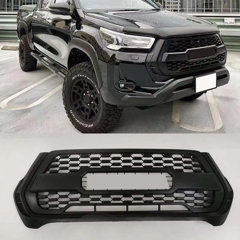 EXTERIOR AUTO ACCESSORIES ABS MODIFIED GRILLS GRILLE FIT FOR HILUX REVO 2021 PICKUP CAR GRILL FRONT MASK BUMPER TRIMS COVER