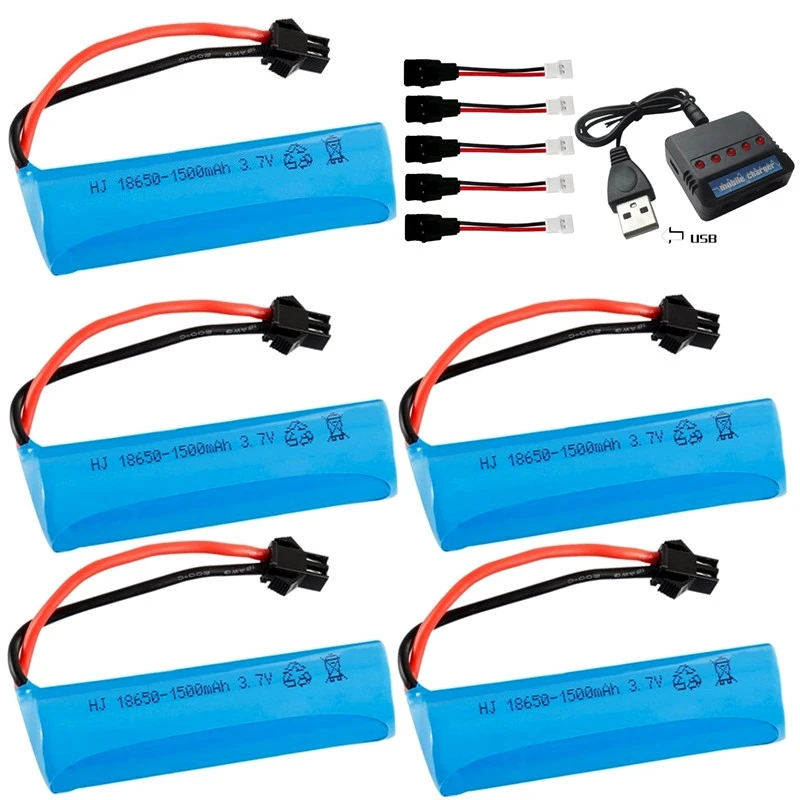 3.7V 1500mAh 18650 Li-ion Battery  + charger for remote control helicopter Airplanes car Boat Gun Toy 18650 3.7v battery SM plug