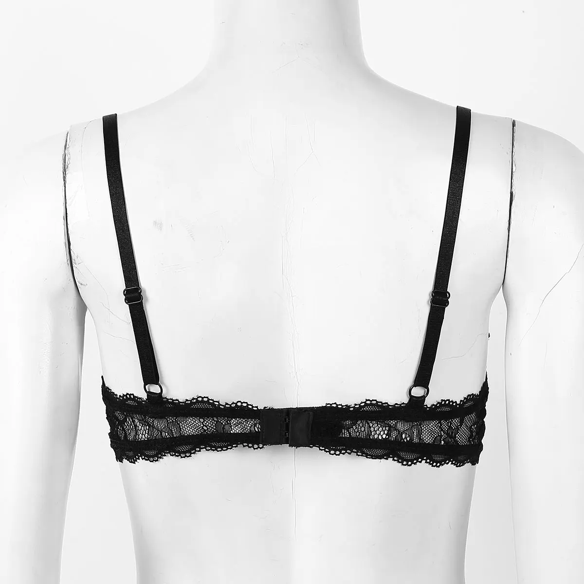 Women Sexy Erotic Half Cup Bra Tops See Through Sheer Lace Hollow Out Lingerie Open Breast Exposed Push Up Underwire Brassiere