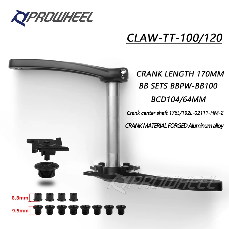 Prowheel Snow Bike Crank sprocket 170mm BB100/120mm Fat Bicycle Crankset 32T/34T/36T/38T/40T/42T 104BCD Narrow Wide Chainring