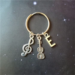 Note Keychain Violin Keychain Initial Keychains Women Men's Accessories Music Lover Gift Graduation Gift