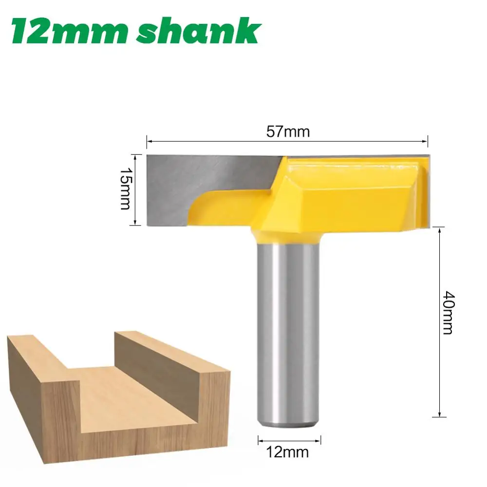 1/2” Inch 12mm Shank 2-1/4” Bottom Cleaning Router Bit (Mortising Bit, Spoil board Surfacing, Slab Flattening Woodworking Mil