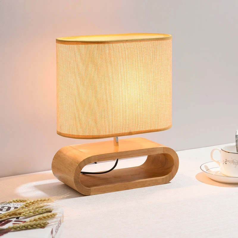 Imagem -03 - Nordic Wood Base Table Lamp Abajur de Pano Luzes de Mesa para Sala de Estar Luminária de Mesa de Cabeceira E27