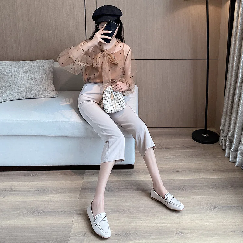 2021 autumn new square head shallow mouth wild net red flat bottom four seasons loafers two wear fairy style single shoes