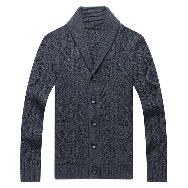 

Winter Men's V Neck Knitted Sweater Coat Smart Casual Fashion Loose Twist Cardigan Warm Heavy Wool Male Sweaters for Autumn