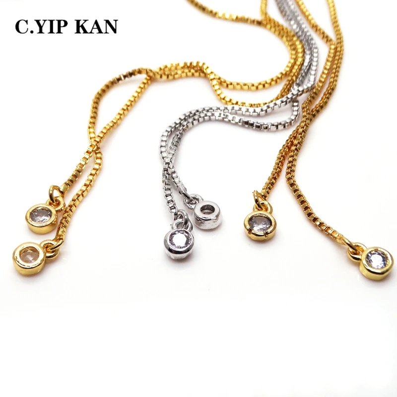 C.YIP KAN Costume jewelry multicolor stone necklace copper gold plated crystal adjustable necklace hot selling women jewelry