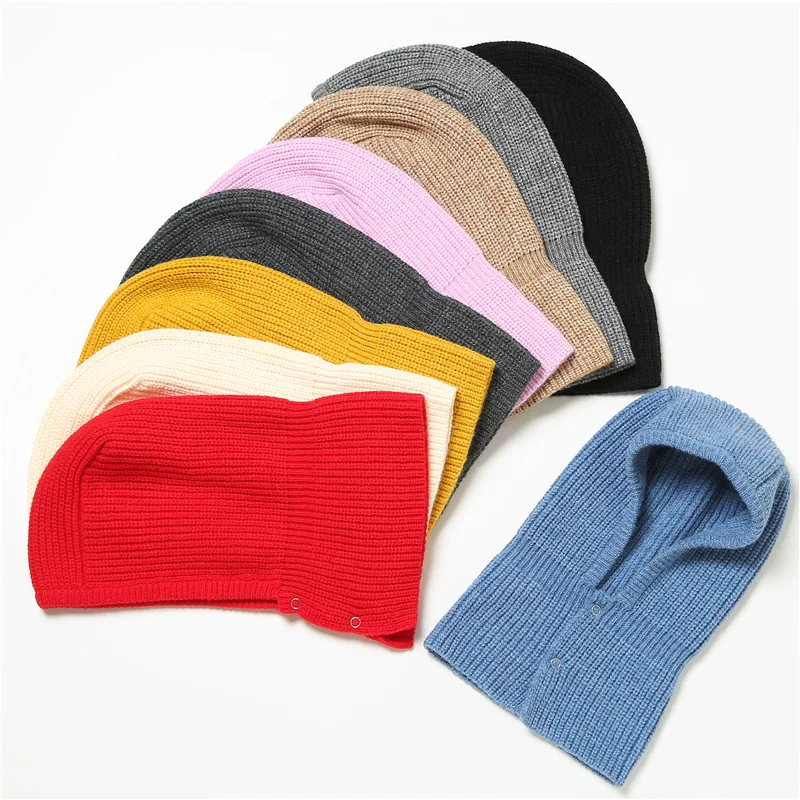 Winter Women Knitted Cotton Cap Scarf High quality Warm Scarves Outdoor Unisex Muffler  Solid Ring hats Snood Hat Collar Bufanda