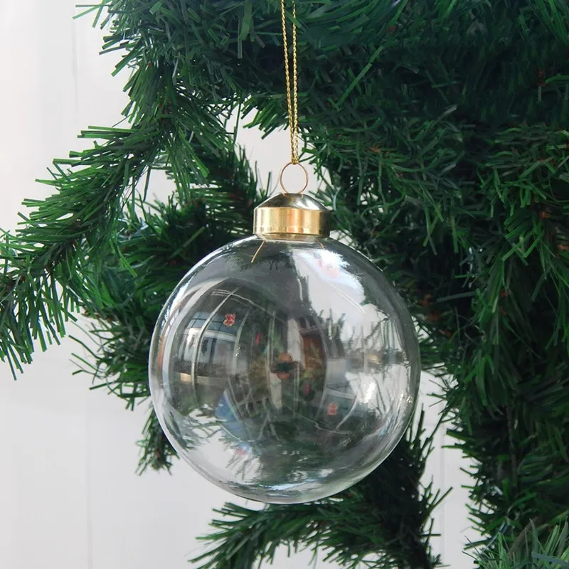 

16pcs/pack Diameter=8cm Small Size Transparent Glass Globe Christmas Day Decorative Hanging Ball Pendant