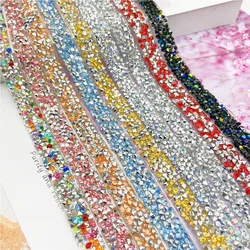 Pink Ab Rhinestones Ribbon Belt 1cm 2cm Wide Hot Melt Adhesive Drill Strips Patches Tape Glitter Gold Crystal Diamond Sticker