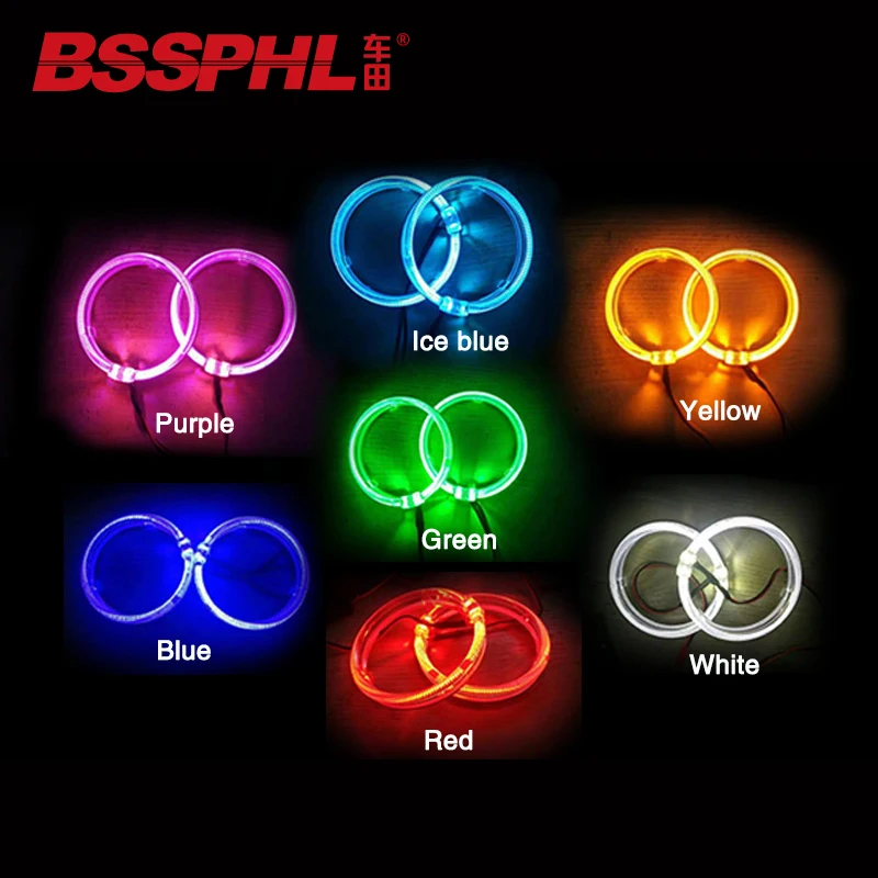 BSSPHL Chetian car headlight LED light guide angel eyes daytime running light 80MM 95MM 2.5 inch 3.0 inch two-color turn signal