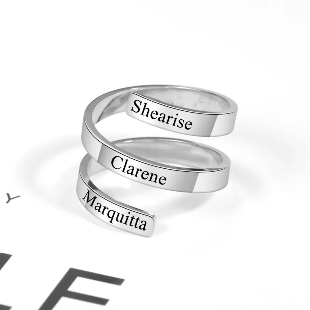 MYDIY Personalized Three Layer Ring Stainless Steel Ring Engraved Name Jewelry For Women Men Not Fade High Quality Charm Gifts