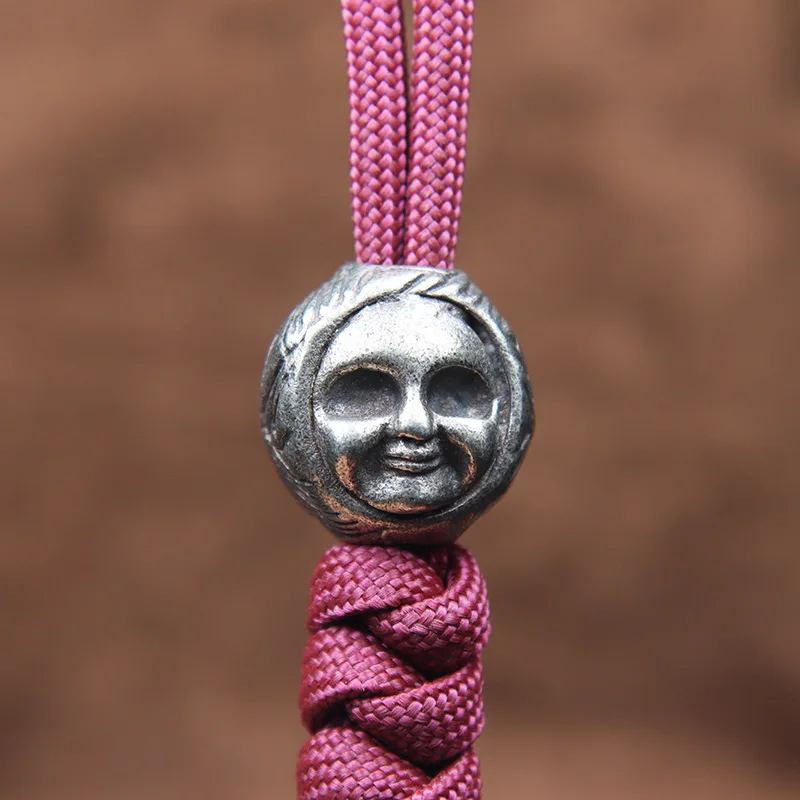 Double Sided Evil Doll Face Brass Knife Beads Flashlight Lanyard Pendants Jewelry DIY Paracord Bracelets Accessories EDC Charms