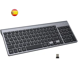 Spanish Low Noise Slim Compact 101 Keys Wireless Keyboard 2.4G Wireless Teclado Keyboard for Laptop Windows PC Desktop Smart TV