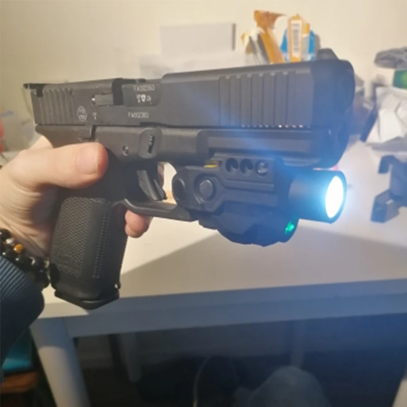 450lm High Lumen Constant/Strobe Tactical LED Light with Green Laser Sight for Taurus G2c Glock 17 Picatinny Pistol Weapon Light