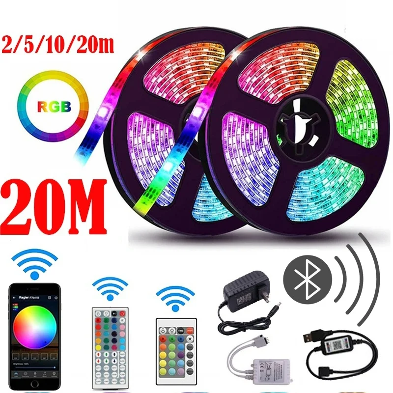 

2M/5M/10M RGB LED Strip Lights Smart Home 24 Key Remote/44key Remote/ Wifi Wireless App Controlled Light Strip Decoration Lights