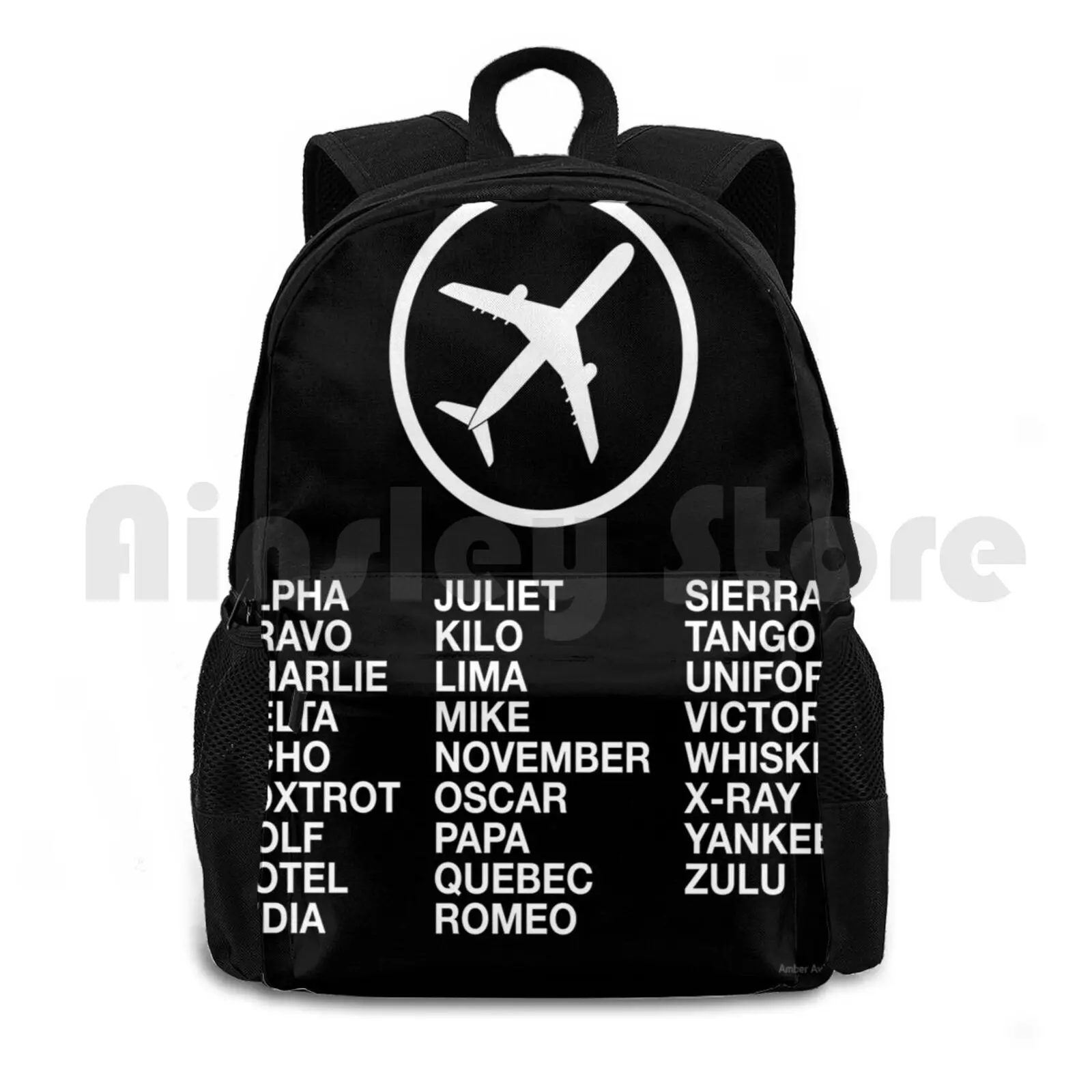 

The Phonetic Alphabet With A Picture Of An Airplane. Outdoor Hiking Backpack Waterproof Camping Travel Aviation Funny Aviator