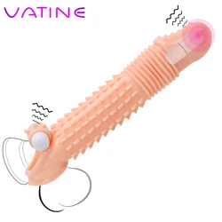 VATINE Extender Reusable Delayed Ejaculation Penis Enlargement Condoms Vibrating  Sex Toys For Men Penis Sleeve Vibrator