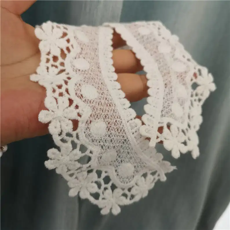 

Off White Cotton Lace Collar, Cotton Collar Applique, Lovely Fake Collar, Venice Lace Collar By 1 Pair