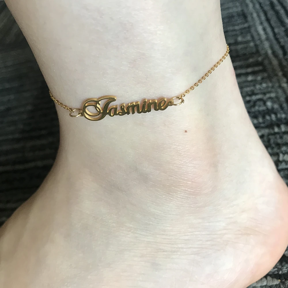 Sipuris Einzigartiges personalisiertes Namensarmband aus Edelstahl, personalisiertes Fußkettchen für Frauen, Schmuckgeschenke, Persönlichkeits-Buchstaben-Fußkettchen. – Detail 7