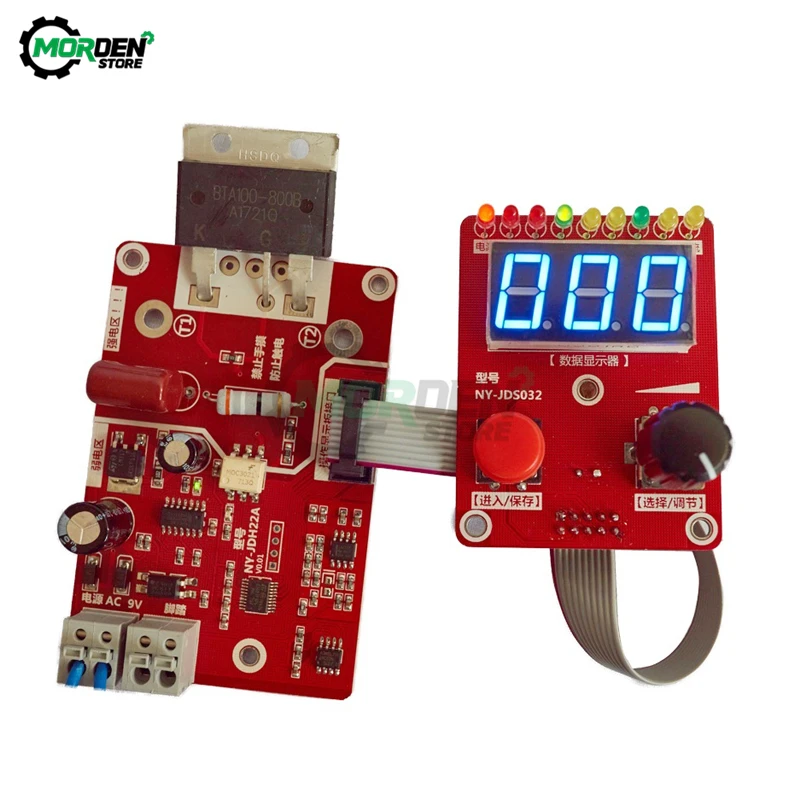 40A 100A Double Pulse Spot Welder Machine encoder Adjustable Time Current Display Contro Board AC 110V/220V to 9V Transformer