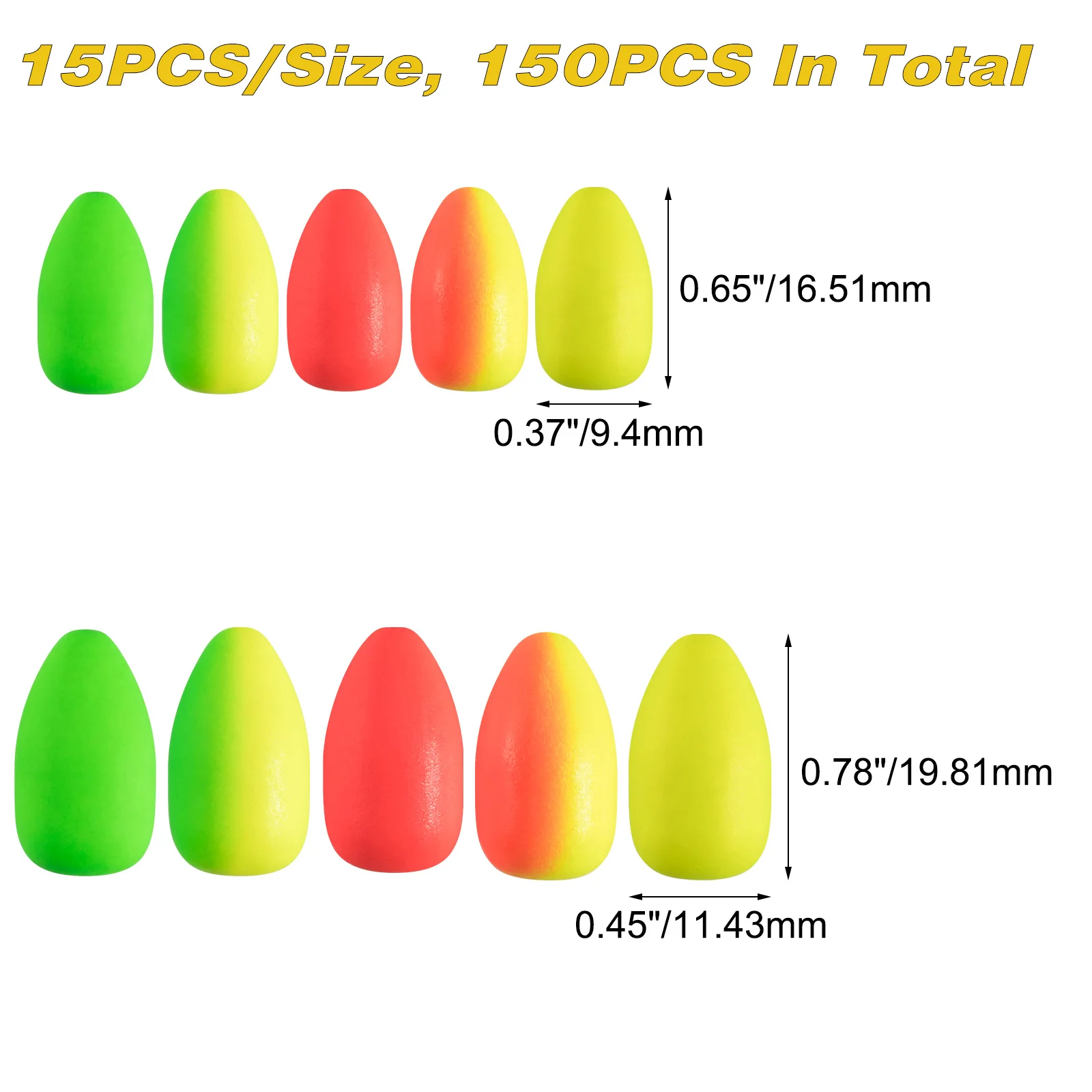 150pcs ​Fly Fishing Foam Float Bobber Buoys Saltwater Strike Indicator Pompano Rig Walleye Rig Bottom Rig Trout Catfish Bass