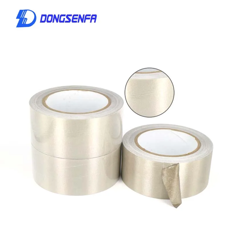 DONGSENFA 20M/Roll Single-sided Adhesive Conductive Fabric Cloth Tape LCD EMI Anti-Radiation Shield Isolation Electromagnetic