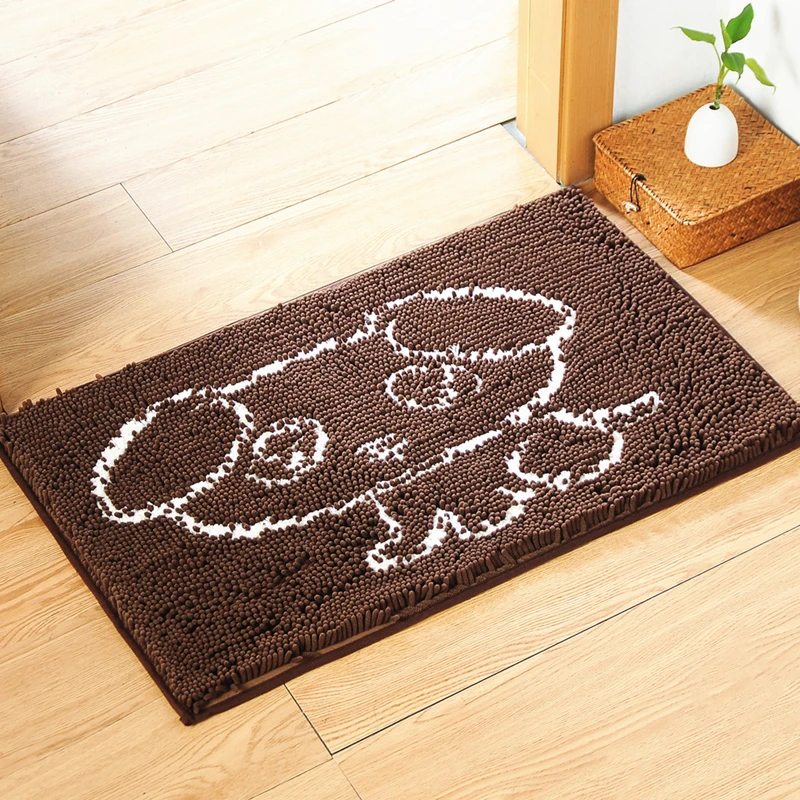 Chenille Anti-slip Bathroom Carpet Dog And Paw Pattern Hallway Foyer Doormat Home Decor Bath Rugs For Soft Bedroom Floor Mats