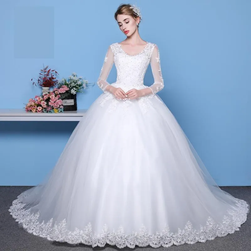 2022 hochzeit Kleid Weg Von Der Schulter Vestido De Noiva Brautkleid Zug Braut Tüll Mariage Klar Lager Größe 6