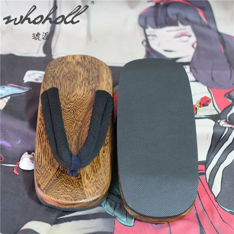 WHOHOLL Geta Summer Man Slippers Japanese Clogs Flip Flops Wood Bottom Flat Slippers Samurai Cosplay Shoes Women Slippers