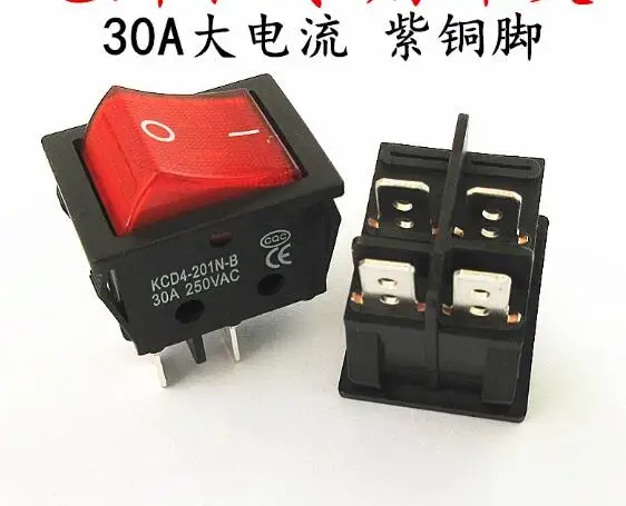 10pcs Welding machine switch power supply ship type switch 30A switch T8555 type KCD4 with light four feet two files