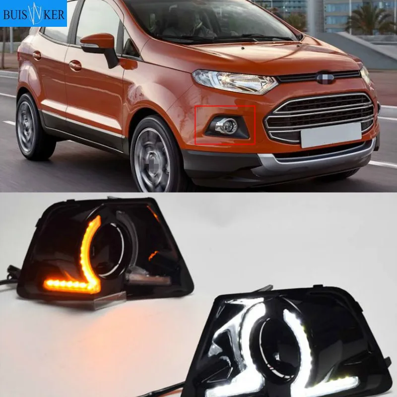 

1 set LED DRL Daytime Running Lights Daylight yellow turn Fog Head white Lamp For Ford Ecosport 2013 2014 2015 2016