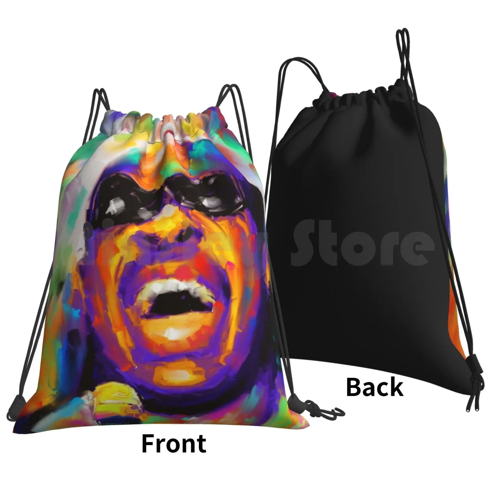 Colourful Portrait Of Backpack Drawstring Bags Gym Bag Waterproof Soul Funk Music Stevie Motown Wonder 1970s Album Cover