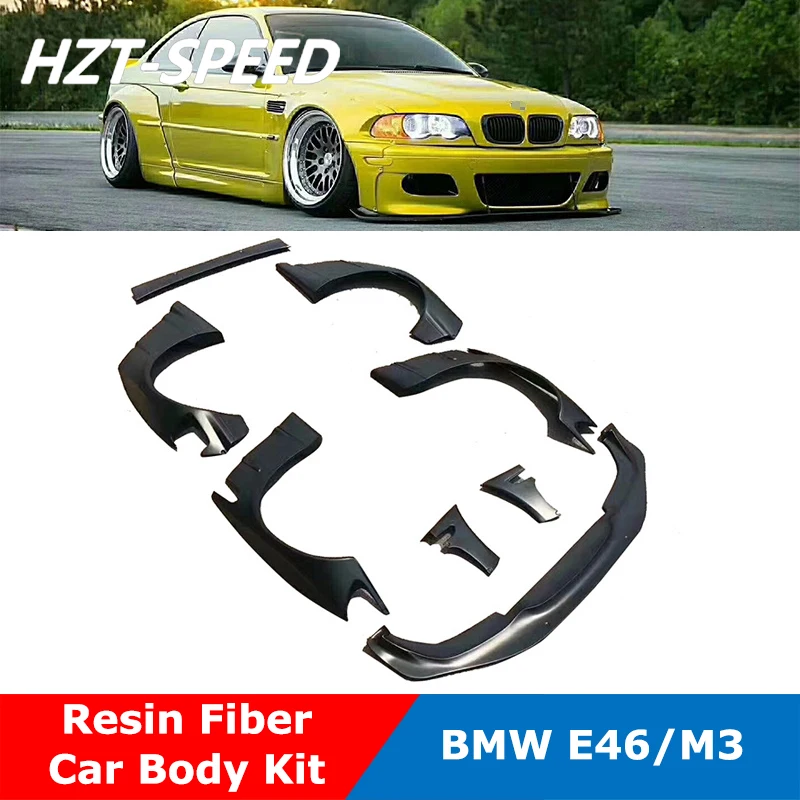 LB Type Resin Fiber Unpainted Car Body Kit Wheel Brow Front Lip Rear Spoiler For BMW E46 M3 Modify